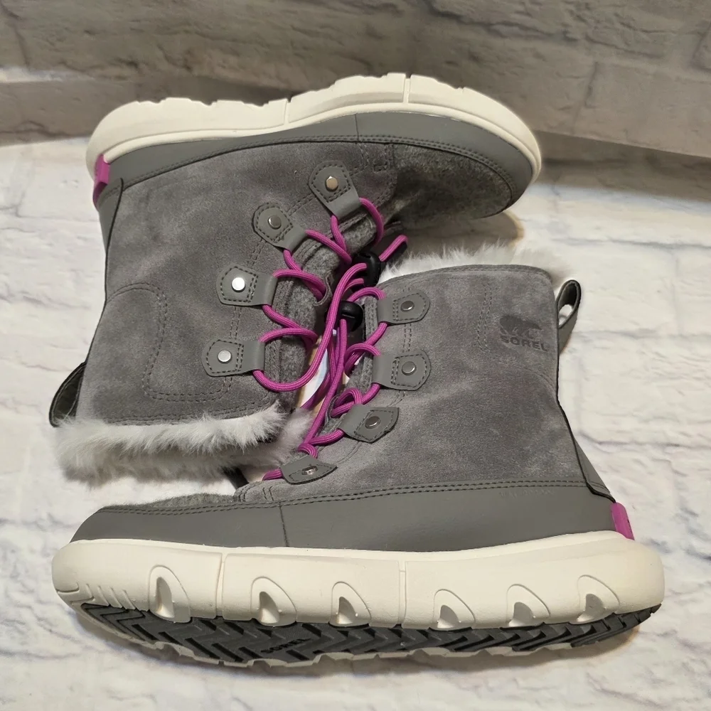 Youth Sorel Explorer Lace Waterproof Winter Boots Quarry Big Kid size 4